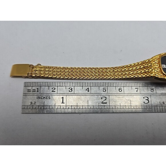 Xavier Womens Quartz Gold Tone Diamond Watch Basket Weave Bracelet New Battery - Picture 9 of 10